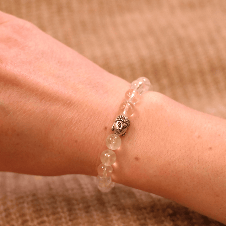 Bergkristall Naturstein Buddha Perlen Armband