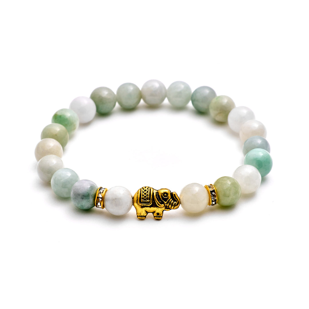 Jade Naturstein Elefanten Perlen Armband