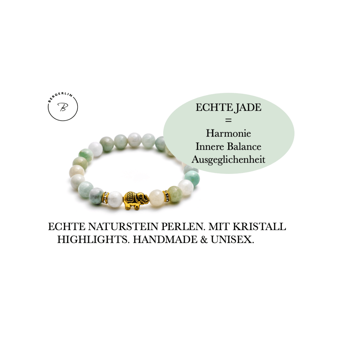 Jade Naturstein Elefanten Perlen Armband