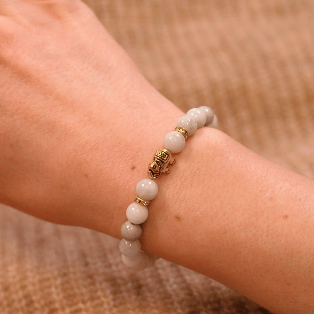 Jade Naturstein Elefanten Perlen Armband