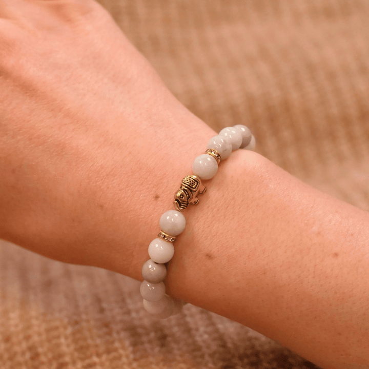 Jade Edelstein Elefanten Perlen Armband