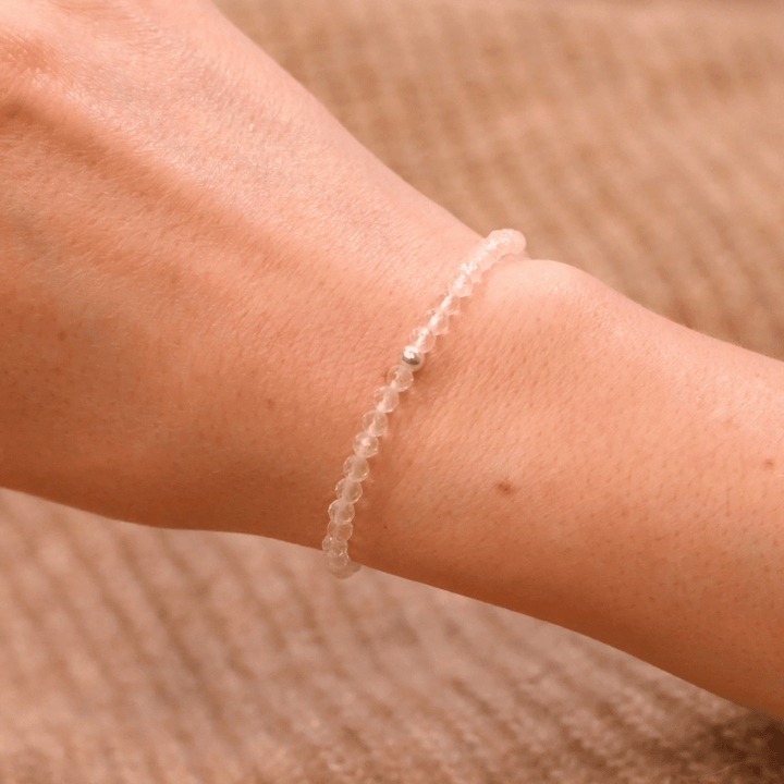 Bergkristall Naturstein Armband mit Silberperle