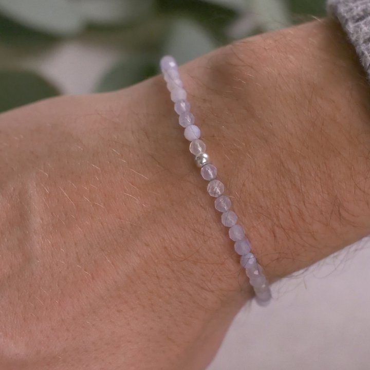 Chalcedon Naturstein Perlen Armband mit Verschluss