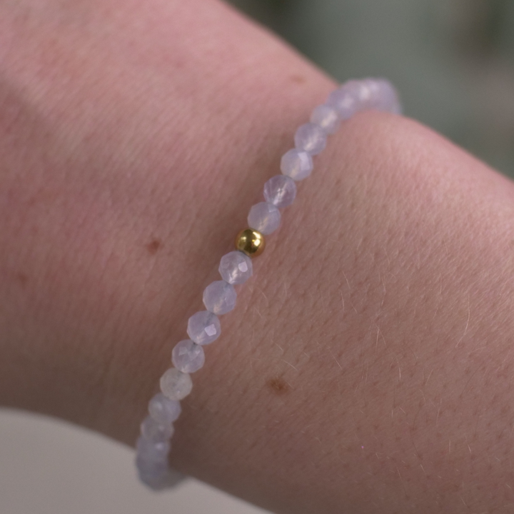 Chalcedon Naturstein Perlen Armband mit Verschluss