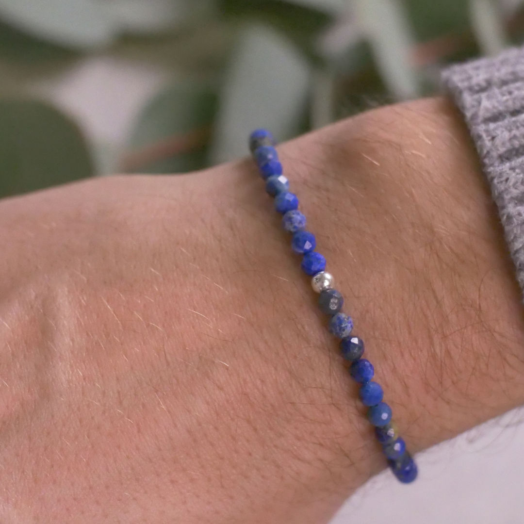 Lapislazuli Naturstein Perlen Armband mit Verschluss