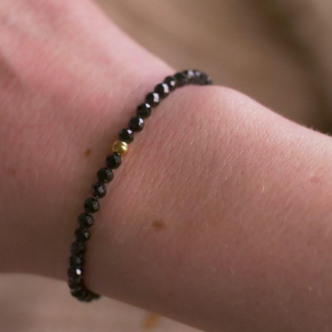 Obsidian Naturstein Perlen Armband mit Verschluss