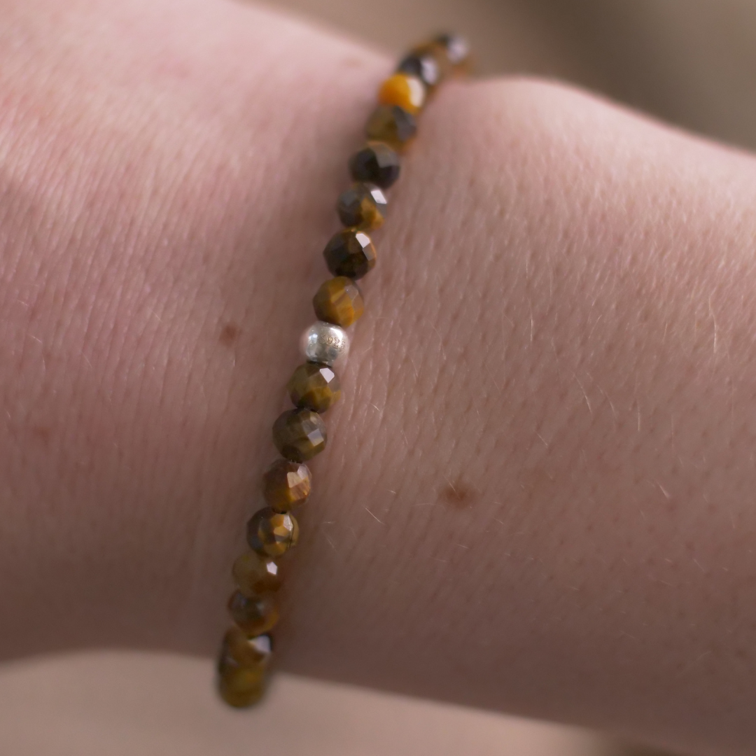 Tigerauge Naturstein Perlen Armband mit Verschluss