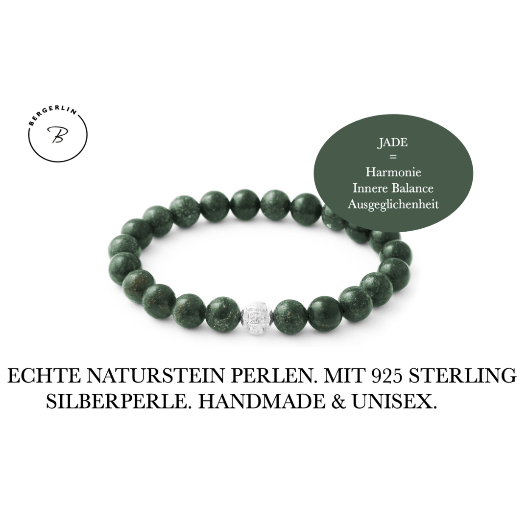 Serpentin Naturstein Perlen Armband mit Silberperle
