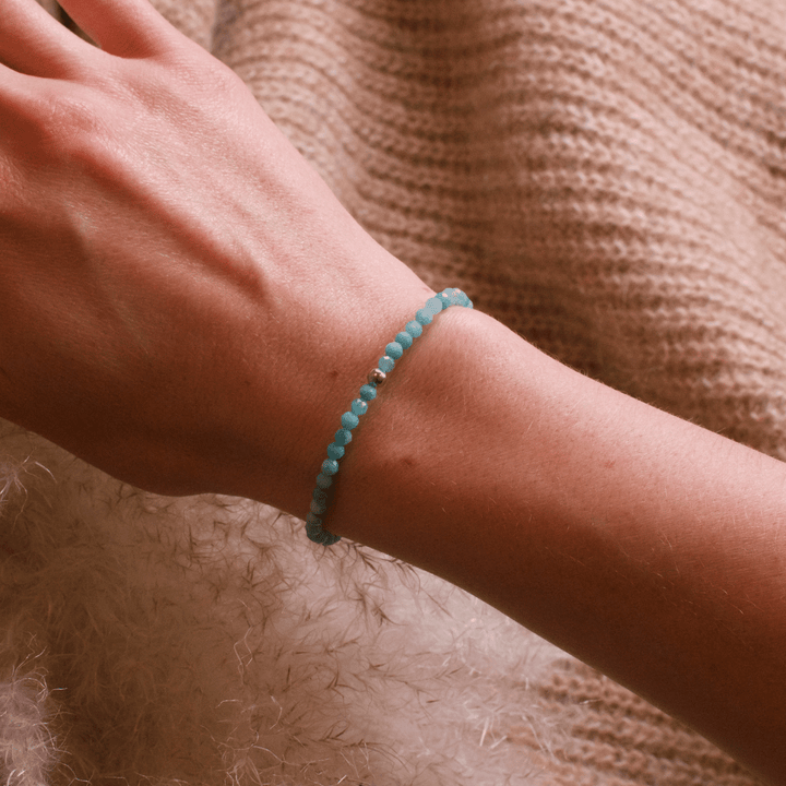 Amazonit Naturstein Perlen Armband mit Silberperle
