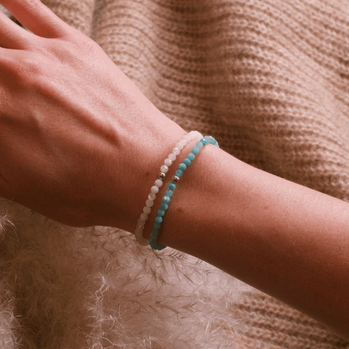 Amazonit Naturstein Perlen Armband mit Silberperle