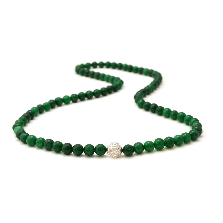 Serpentin Naturstein Perlen Halskette mit Silberperle