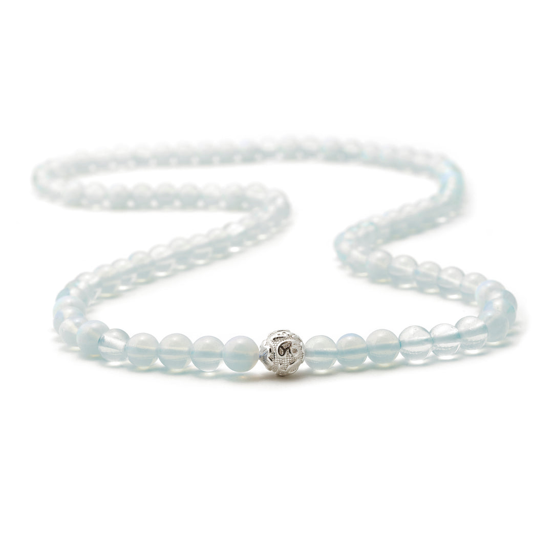 Mondstein Naturstein Perlen Halskette mit Silberperle