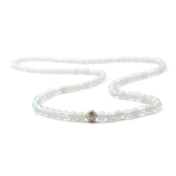 Mondstein Naturstein Perlen Halskette mit Silberperle