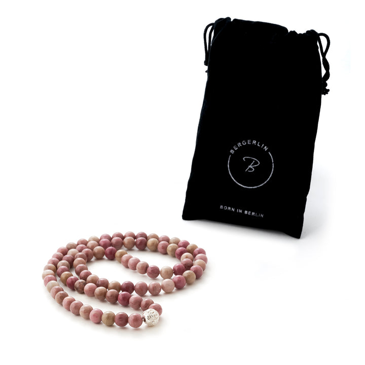 Opal Pink Naturstein Perlen Halskette mit Silberperle