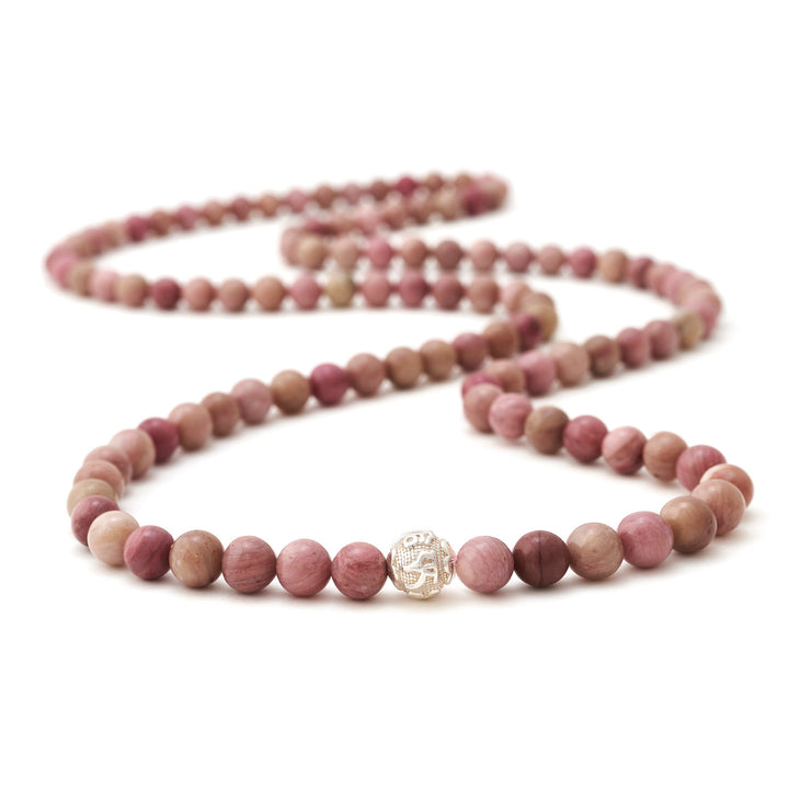 Opal Pink Naturstein Perlen Halskette mit Silberperle