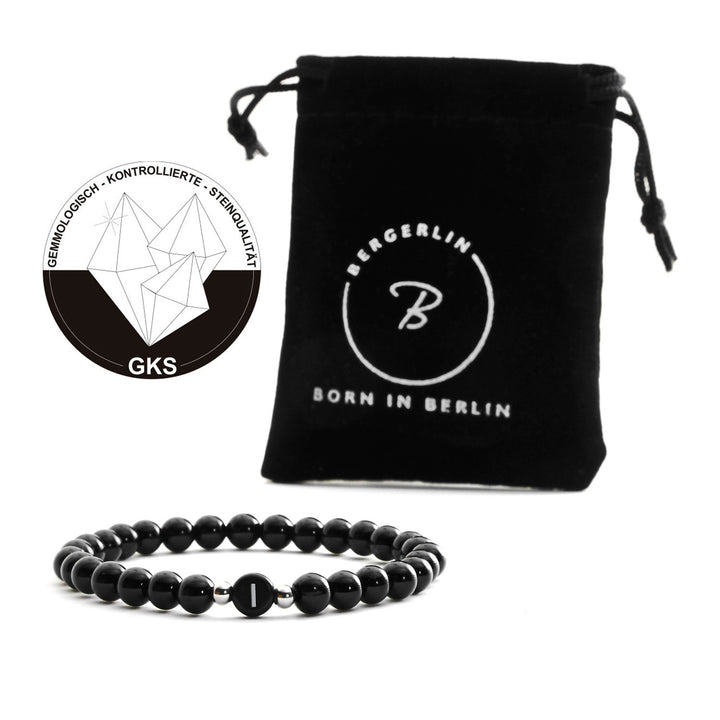 Couples Bracelet Agate with Letters - Black