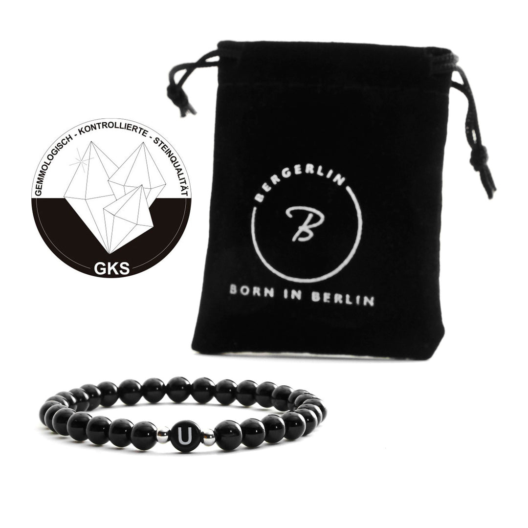 Couples Bracelet Agate with Letters - Black