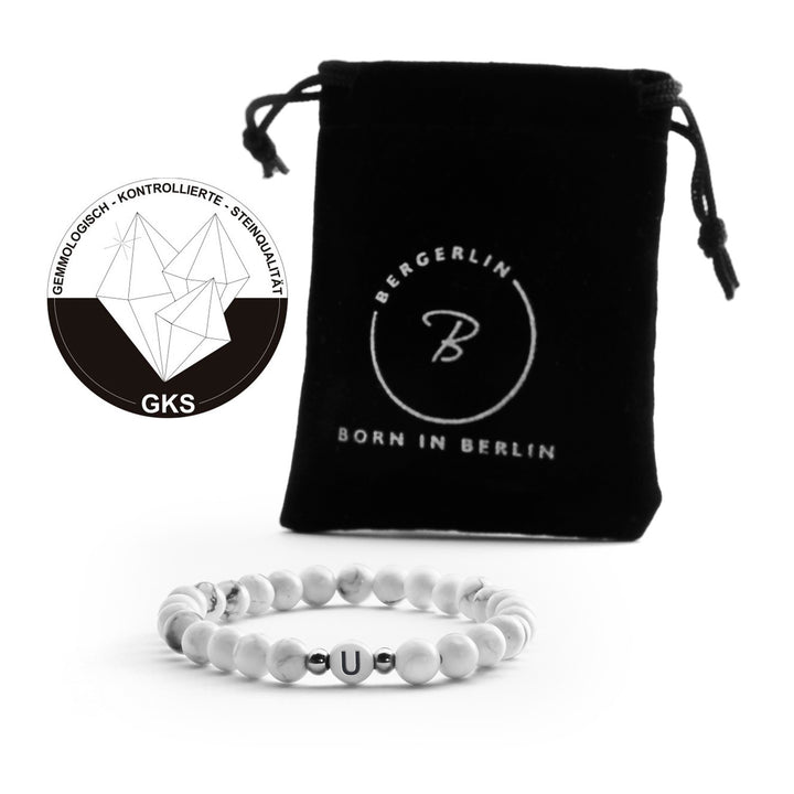 Couples Bracelet Magnesite with Letters - White